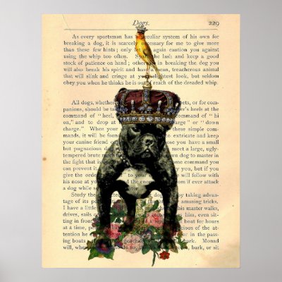 Vintage Book Page Bulldog King Poster