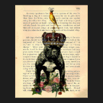 Vintage Book Page Bulldog King Poster posters