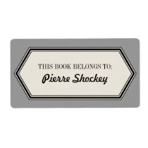 Vintage Border Label Bookplate Template, Grey
