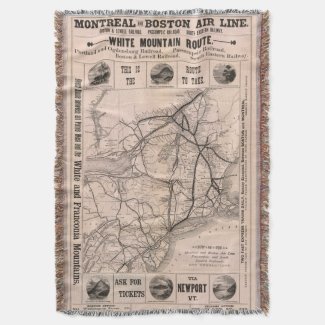 Vintage Boston and Montreal Railroad Map (1887) Throw