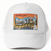 Vintage Boston, MA Postcard Trucker Hat