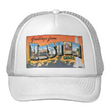 Vintage Boston, MA Postcard Trucker Hat