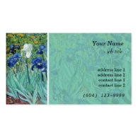 Vintage botanical art iris flowers professional business card template