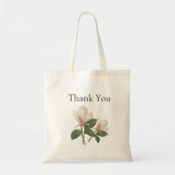 Vintage  botanical art magnolia flowers thank you tote bag