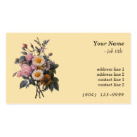 Vintage botanical art rose and daisy flowers business card templates