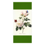 Vintage botanical art white rose flowers bookmark rack card template