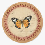 Vintage Botanical Butterfly Round stickers