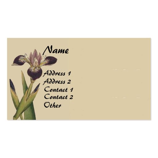 Vintage Botanical Iris Flower Business Cards (front side)