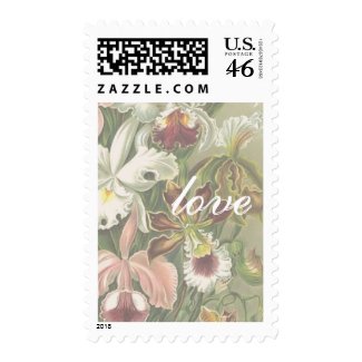 Vintage Botanical Orchids Love Stamps
