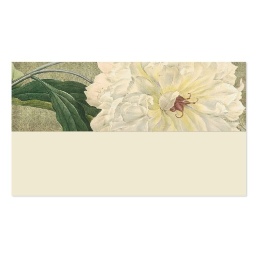 Vintage Botanical White Peony Place Cards Business Card Template (back side)