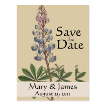Vintage Botanicals Lupin Save the Date Postcard