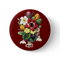 Vintage Bouquet Colorful Flowers Display Pin
