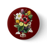 Vintage Bouquet Colorful Flowers Display Pin