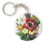 Vintage Bouquet Colorful Flowers Display Keyring Key Chain