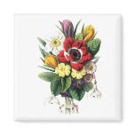 Vintage Bouquet Colorful Flowers Display Magnet