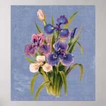 Vintage Bouquet of Lilacs - Old Blue Ledger Print