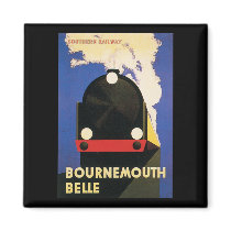 Vintage Bournemouth Belle Train Poster Fridge Magnets
