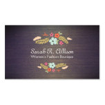 Vintage Boutique Flowers Wood Grain Look Business Cards