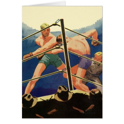 Vintage Boxing Greeting Card by YesterdayCafe