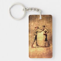 boxer, vintage, men&#39;s, boxing, funny, sport, retro, pattern, cool, keychain, old boxing pictures, fun, retro boxers, antique, old boxer, key, chain, [[missing key: type_aif_keychai]] with custom graphic design