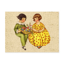Vintage Boy and Girl Postcard