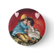 Vintage Boy and Girl Valentine Round Button