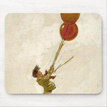 Vintage Boy with Red Balloons at a Birthday Party Mouse Pads