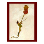 Vintage Boy with Red Balloons at a Birthday Party Post Cards