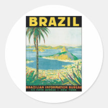 Vintage Brazil Round Sticker
