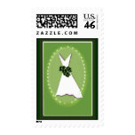 Vintage bridal dress - sage green postage stamp