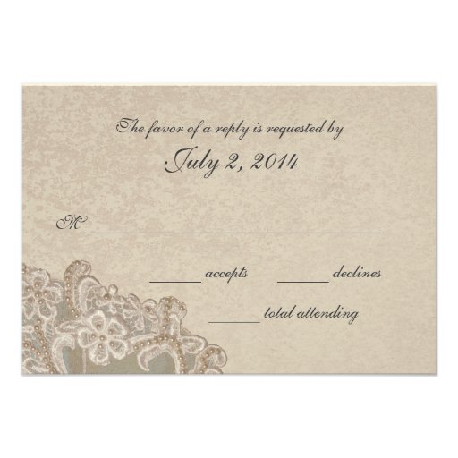 Vintage Bridal Pearls and Lace Response Custom Announcement