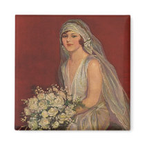 Vintage Bridal Portrait Refrigerator Magnets