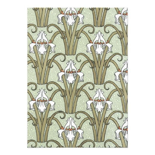 Vintage Bridal Shower Art Nouveau Irises Flowers Custom Invitations
