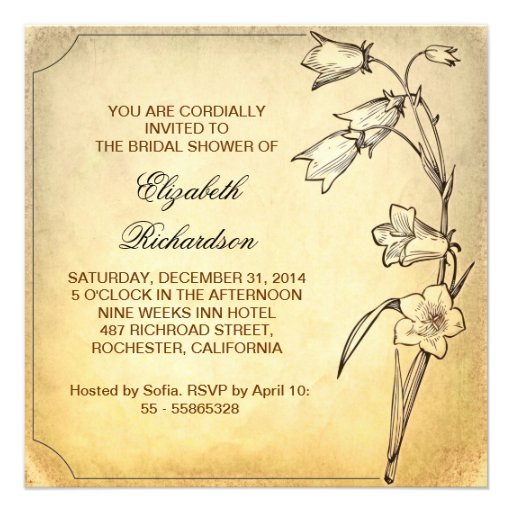 vintage bridal shower custom invitations