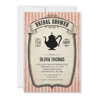 Vintage Bridal Shower Tea Party Invitations