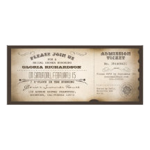 vintage bridal shower ticket typography design custom invite