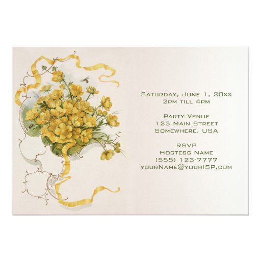 Vintage Bridal Shower Vintage Yellow Flower Floral Invites