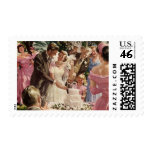 Vintage Bride and Groom Cutting the Cake Stamp