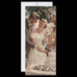 Vintage Bride and Groom Cutting the Cake Customized Rack Card