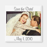 Vintage Bride and Groom; Happy Newlyweds Magnets