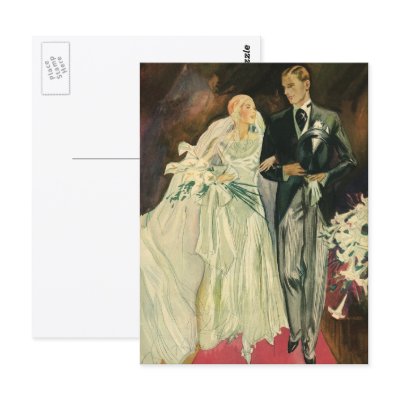 Vintage Bride and Groom; Newlyweds Just Married! Post Card