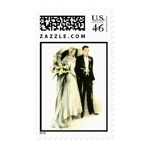 Vintage Bride and Groom Postage Stamp Zazzle
