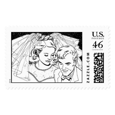 Vintage Bride and Groom Stamps