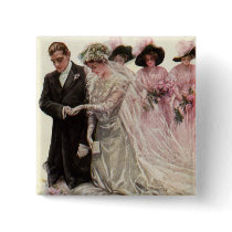 Vintage Bride and Groom; Wedding Ceremony Pin