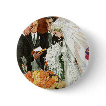 Vintage Bride and Groom; Wedding Ceremony Buttons