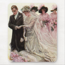 Vintage Bride and Groom; Wedding Ceremony Mouse Pad