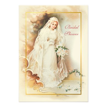 Vintage bride bridal shower invitation