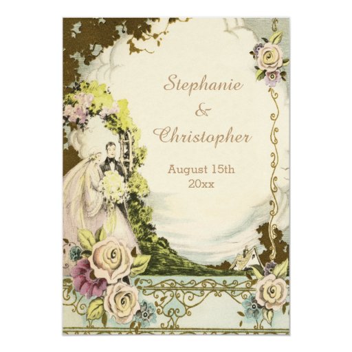 Vintage Bride & Groom Chic Romantic Wedding Card Zazzle