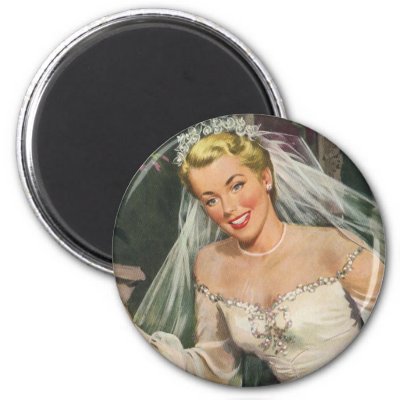 Vintage Bride with Flower Girl Fridge Magnet
