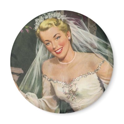 Vintage Bride with Flower Girl Fridge Magnet